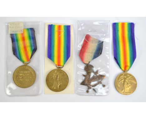 WWI VICTORY MEDAL (x3) and 1914-15 STAR; the Victory Medals awarded to L'Pool. R., W. York. R. and R. W. Fus., the 1914-15 St