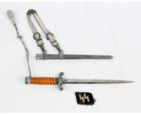 A German Third Reich Luftwaffe dagger with scabbard, hanger and portapee, the blade inscribed 'Eickhorn, Solingen', length 40