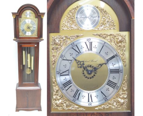 RICHARD BROAD OF BODMIN, CORNWALL; a reproduction mahogany longcase clock, the brass face set with applied chapter ring with 