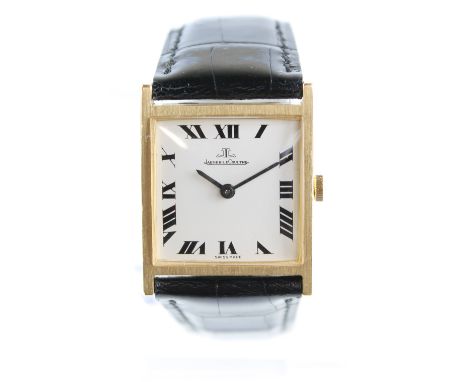 JAEGER LECOULTRE; a circa 1970 gentleman's automatic wristwatch the square dial set with Roman numerals, width 2.5cm, the rev