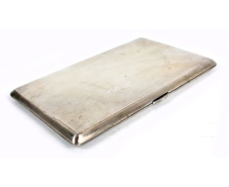 WALKER & HALL; a George VI hallmarked silver rectangular engine turned cigarette case with internal inscription 'David Blain 