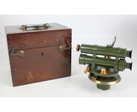 A cased military issue C.I.E.S.S. pattern sub-standard telescopic compass (lacking tripod) by J.M.G & Sons Ltd, no. B157
