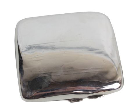 F H ADAMS & CO; a George V hallmarked silver square curved cigarette case with traces of engine turned decoration, Birmingham