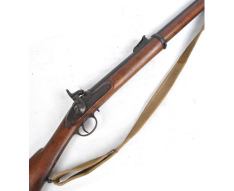 R. COGSWELL; An Enfield pattern two band percussion cap musket, with canvas sling, total length approx 125cm.