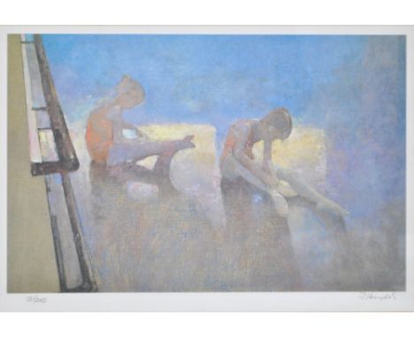 ROBERT HEINDEL (American, 1938-2005); a signed limited edition colour print of two ballet dancers seated on the floor with a 