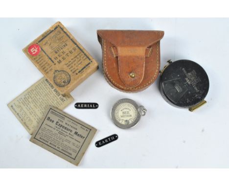 A WWII period leather cased pocket compass, stamped with castle logo above 'ENG.DEPT.U.S.C.E.1942 S&W', the case similarly st