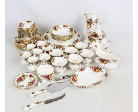 A quantity of Royal Albert 'Old Country Roses' tea and dinner ware comprising six dinner plates, six dessert plates, six side