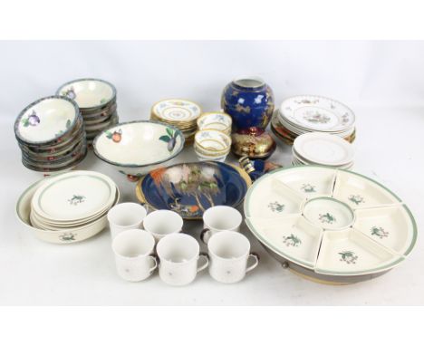 A quantity of mixed ceramics comprising a Carltonware lustre dessert service of one large bowl and twelve small bowls decorat