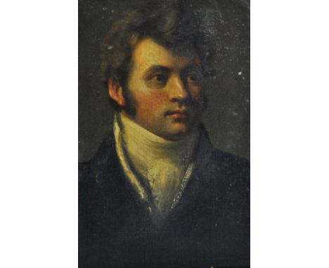 19TH CENTURY ENGLISH SCHOOL; oil on board, portrait of Joshua Drewry, founder of the Staffordshire Advertiser, unsigned with 