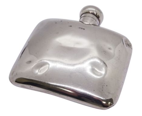 Edwardian silver hip flask, of plain rounded rectangular form, hallmarked William Neale, Chester 1903, H11cm, approximate wei