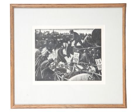 CLARE LEIGHTON (1898-1989) The Fat Stock Market At Thameunsigned, woodcut, 20cm x 26cm