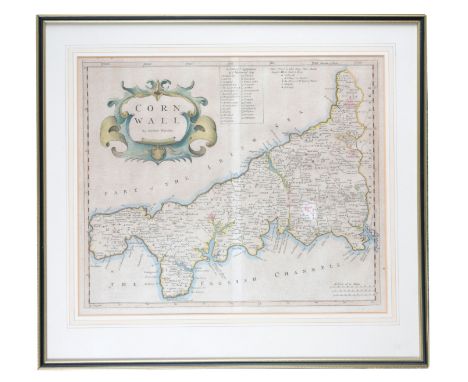 ROBERT MORDEN (1650-1703) A map of Somerset and a map of Cornwallcoloured engravings, the largest measuring 38cm x 45cm (2)