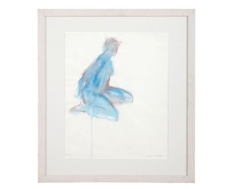 *NAOMI FREARS (b. 1963) 'Blue'a kneeling nude female figure with headdress, signed pencil lower right, titled lower left, mix