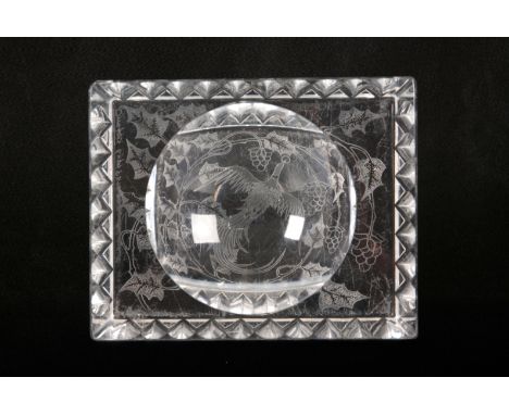 SVEN PALMQVIST FOR ORREFORS, EXPO. P548: A CUT GLASS ASHTRAY OR SCULPTUREmid-century modern, signed to base, with hewn ellips