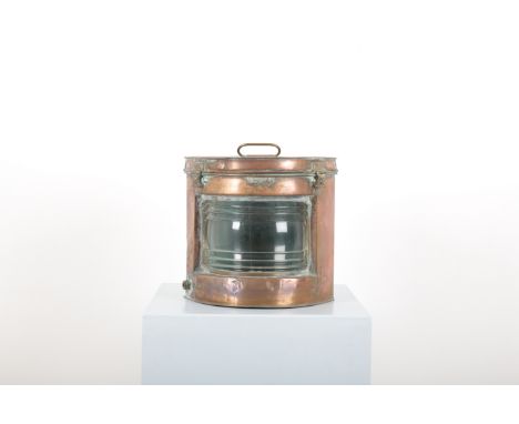 A COPPER AND BRASS SHIP'S 'STARBOARD' LIGHT OR LANTERNprobably by Seahorse manufacturers, with applied plaque 'PATENT NO. 546