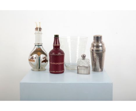 A HARRODS SILVER-PLATED COCKTAIL SHAKER the planished one-and-a-half-pint shaker with 'Harrods London' stamp to base, 24cm hi