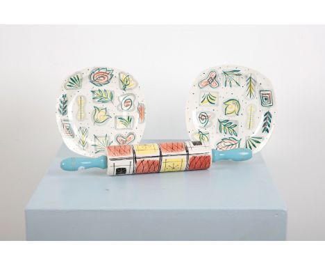 JESSIE TATE, PRIMAVERA, FOR STYLECRAFT BY MIDWINTER (STAFFORDSHIRE): TWO PLATES 1950s, the cream ground decorated with polych
