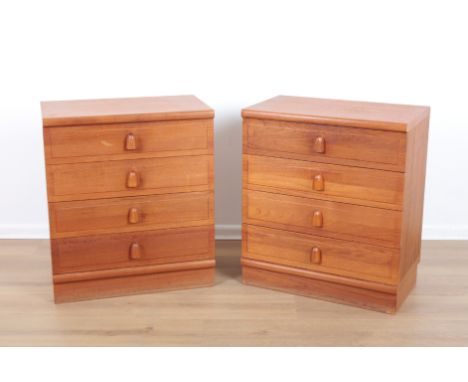 S. BURCHARDT-NIELSEN, MOBEL BB FABRIK: A PAIR OF TEAK BEDSIDE CABINETSmid-century modern, each with four fitted drawers with 