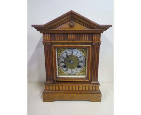 A 20th century, A. Wehrle and Sons Cambridge and Newmarket, walnut cased 8 day movement table clock, with Roman numeral dial 