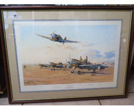 Robert Taylor print - Hunters in the Desert - 580/1250 - with signatures, no COA - frame size 72cm x 97cm - print in good con