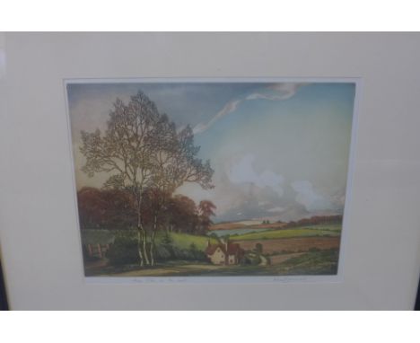Alice G Barnwell, 1910-1980, Near Stow on the Wold, signed artist proof print, sight size 24 x 31cm, frame size 42 x 53cm, Ba