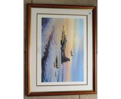 Robert Taylor print - The Mighty Eight - coming home - 559/1250 with crew signatures - frame size 73cm x 95cm -  print in goo