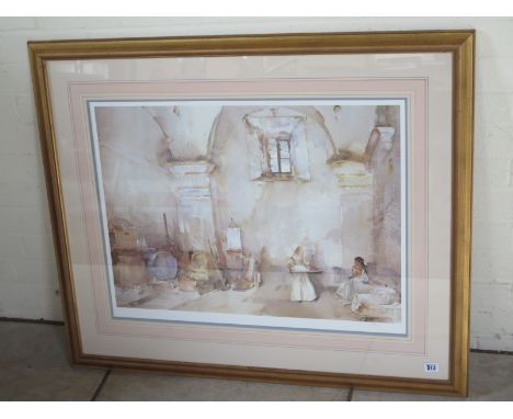 The Little Sewing girl, Sospel - Sir William Russell Flint RA, PRWS, ROI, RE (Scottish, 1880-1969) - print, lithograph - 50cm