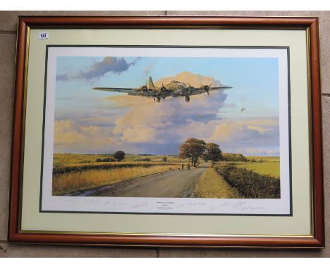 Robert Taylor print - Return of the Belle 579/1250 with signatures of the crew, no COA - frame size 76cm x 102cm - print in g