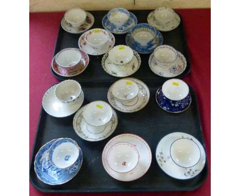 Fifteen English porcelain tea bowls and saucers. No condition reports for this sale
