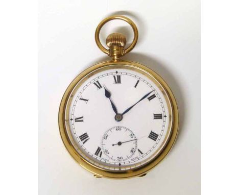 A 9ct gold open face pocket watch, (52mm) gross weight (including movement) approximately 84.3 grams. No condition reports fo