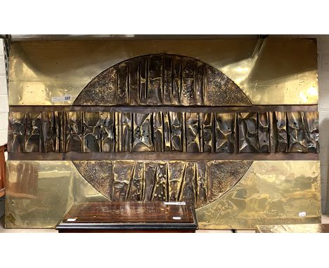 ABSTRACT MID CENTURY METAL WALL ART - SIGNED - 117CMS X 72CMS APPROX