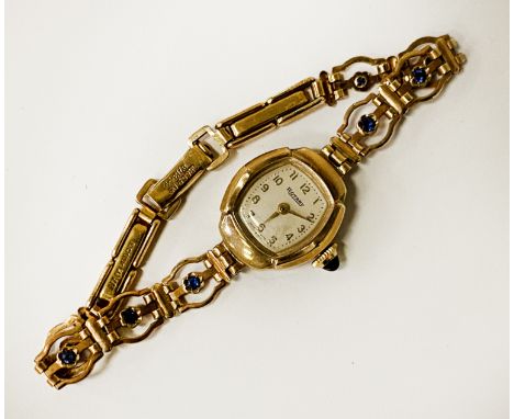 9CT GOLD CASED ROTARY COCKTAIL WATCH WITH GOLD PLATED STRAP