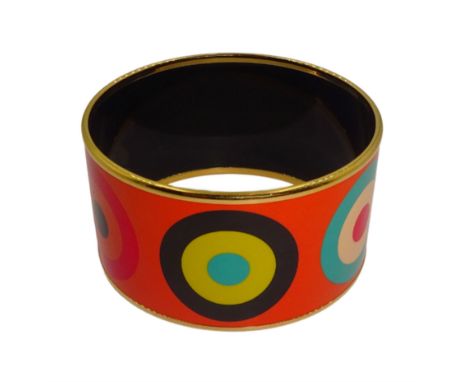 Hermès 'Dancing Circles' gold plated enamel bangle, with original pouch