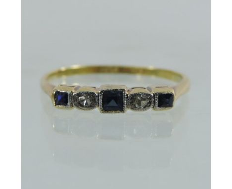 An 18 carat gold sapphire and diamond five stone ring