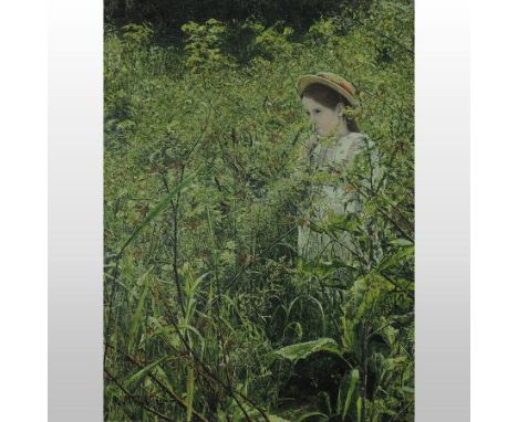 K J Saterlay *ARR, (20th century), 'Growing Up', signed and dated '75, oil on canvas, bearing a label for the Royal Exchange 