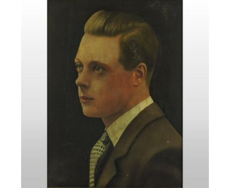 English school, (circa 1930), head and shoulders portrait of Edward VIII, Prince of Wales, oil on board, 37 x 27cm