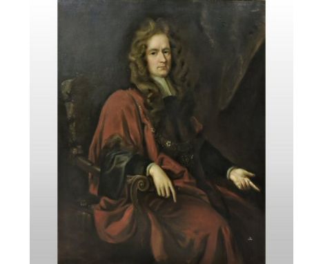 After John Riley, (1646-1707), 19th century, portrait of Sir Robert Clayton, 1629-1707, Lord Mayor of London, seated in a red