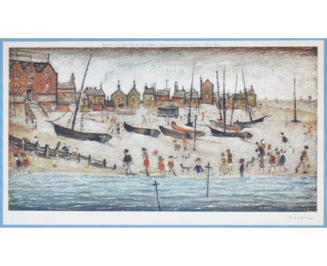 Laurence Stephen Lowry RA (1887-1976)' Deal Beach - an original signed L S Lowry lithograph in colours depicting a beach scen