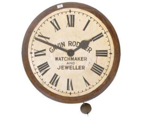 A large early 20th Century shop size advertising point of sale wall clock for Gavin Rodgers Watchmaker &amp; Jeweller. The en