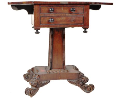 A 19th Century William IV rosewood pedestal sofa table / work table in the manner of Gillows of Lancaster having a two drawer