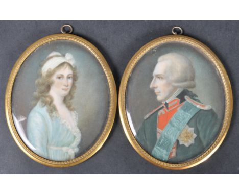 A pair of late 18th Century George III watercolour portrait paintings on ivory miniatures depicting Sir Benjamin Thompson, Co