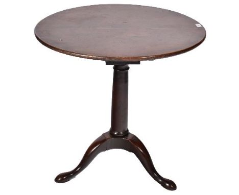 An 18th Century George III mahogany birdcage side occasional table / tea or wine table having a circular top raised on birdca