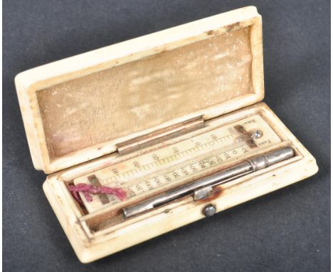 An 18th Century George III ivory gentleman's accessory compendium comprising of a small ivory thermometer by M Pillischer of 