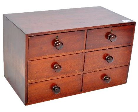 A 19th Century Victorian mahogany six drawer apothecary chemists / engineers tool or specimen chest cabinet. Comprises two ba