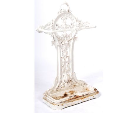 A 19th Century Victorian Coalbrookdale manner cast iron stick stand / hall stand or umbrella stand comprising a central circu
