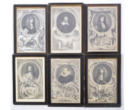 A collection of six 18th Century portrait engravings depicting important figures of the period. Comprises King George I, Sir 