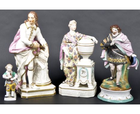 A collection of porcelain figures dating from the 18th Century to include a&nbsp;Derby figure of Andromache Weeping Over The 