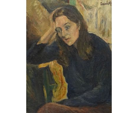 RONALD OSSORY DUNLOP (1894 - 1973) oil on board - portrait of a lady, signed, 64 x 49cms