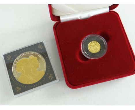 ROYAL MINT ISSUED JOHN F KENNEDY COMMEMORATIVE 25 DOLLAR COIN believed 22ct, 1.2g together with a commemorative £5 sterling c