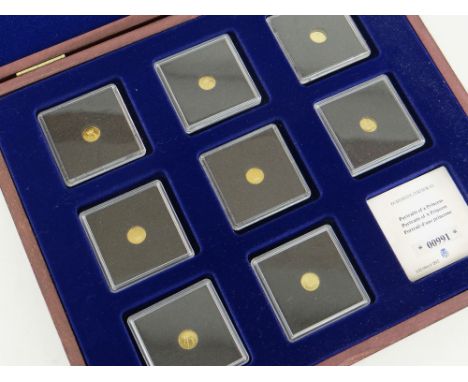 1997 CASED GROUP OF EIGHT MINIATURE GOLD COINS to commemorate Princess Diana, each 585 coin 0.5gms (8)